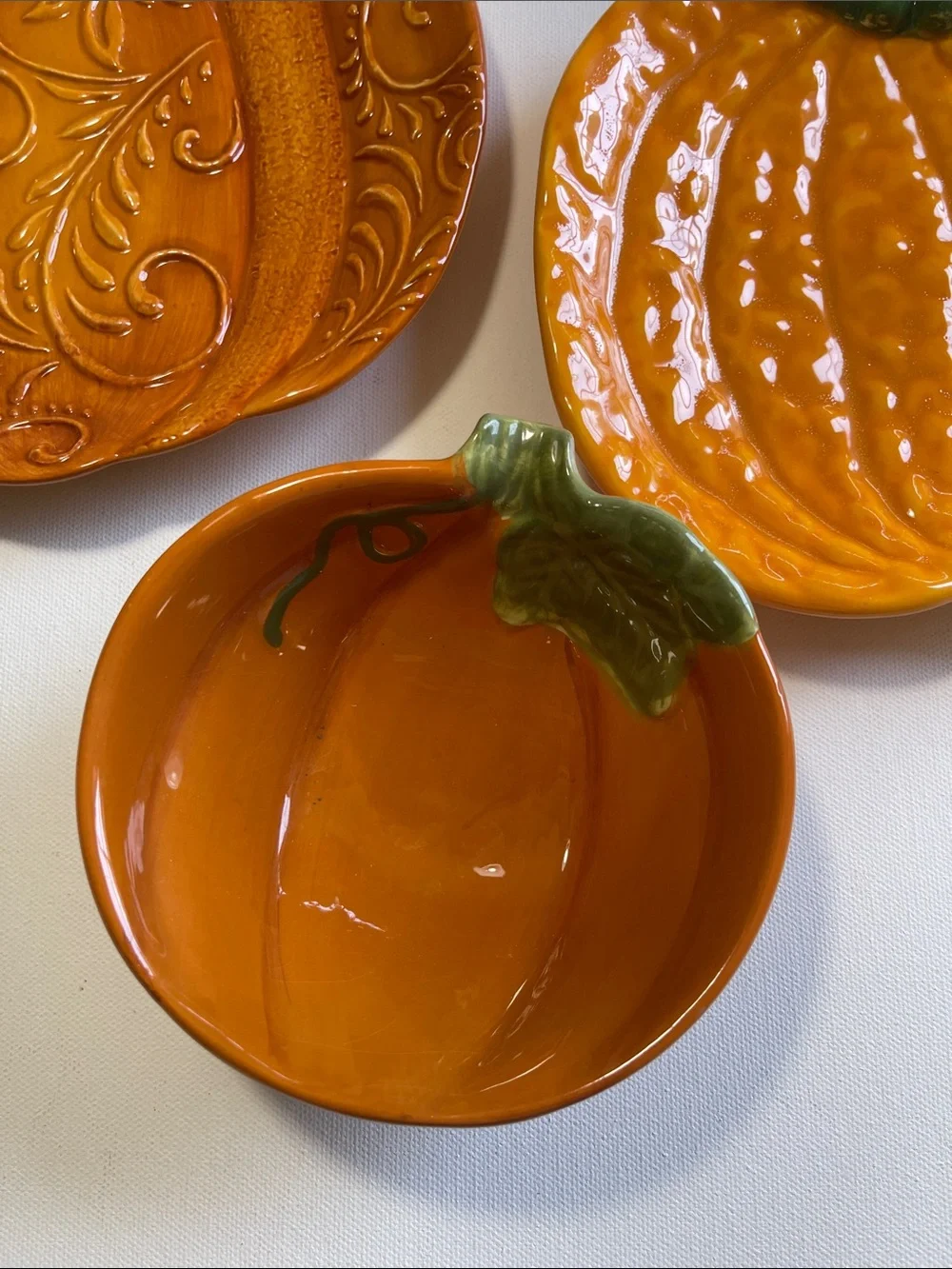 Decorative Ceramic Pumpkin Plate - Orange